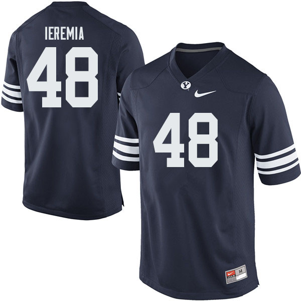Men #48 Jeremiah Ieremia BYU Cougars College Football Jerseys Sale-Navy